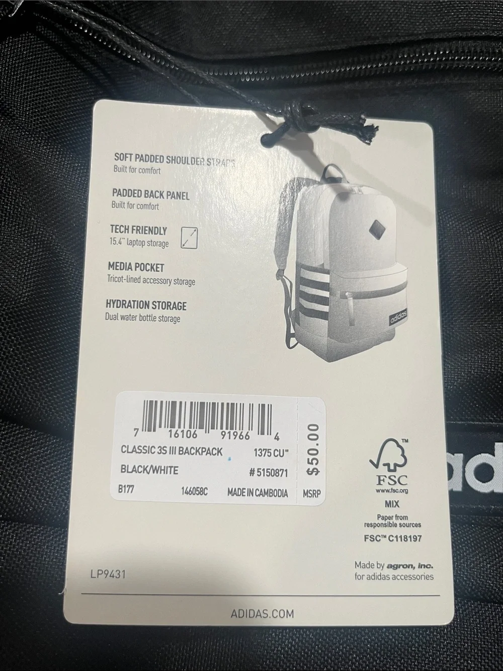 adidas black backpack